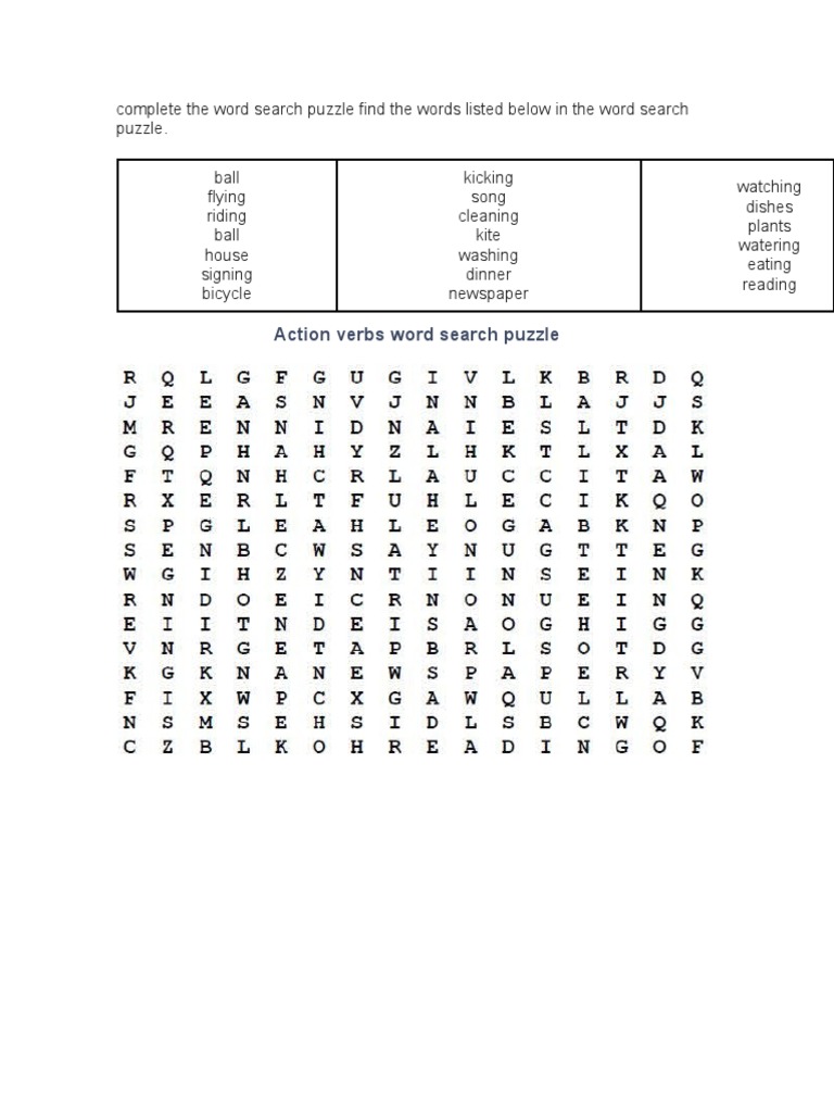 Complete The Word Search Puzzle Find The Words Listed Below in The Word ...