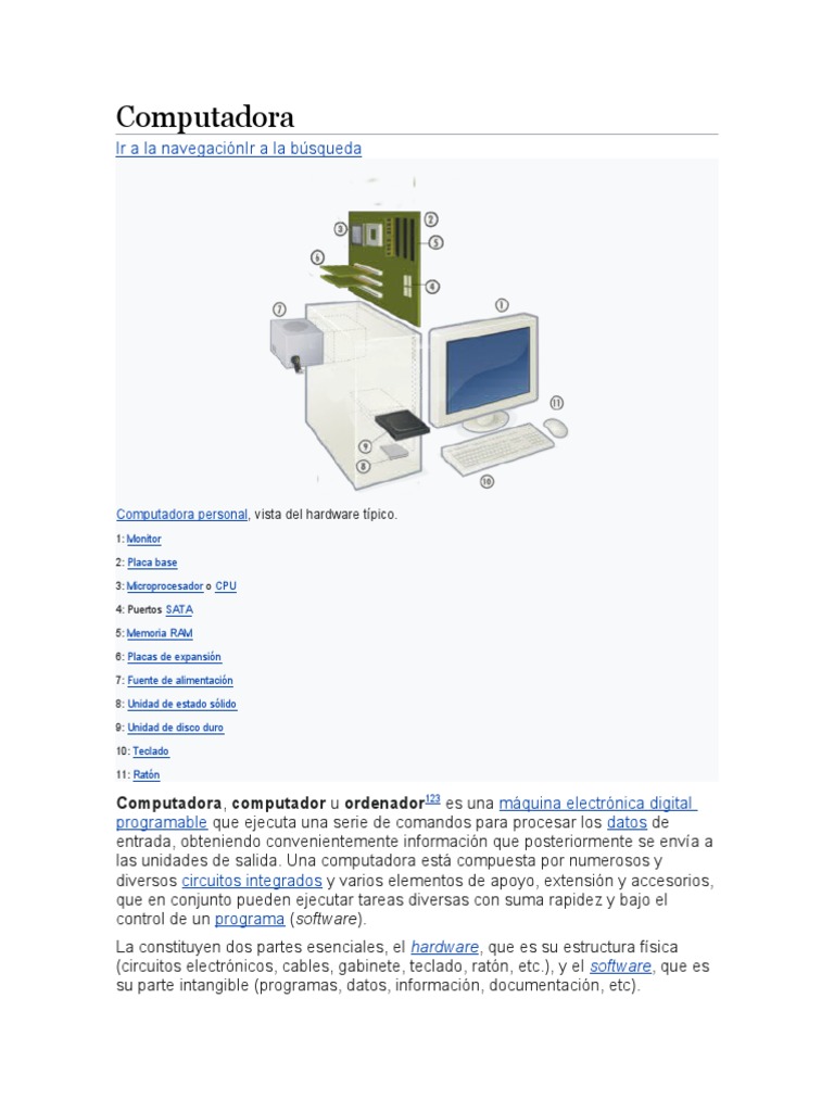 Computadora | PDF | Hardware de la computadora | Almacenamiento de ...