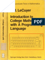 E. J. LeCuyer - Intro To College Math With APL PDF