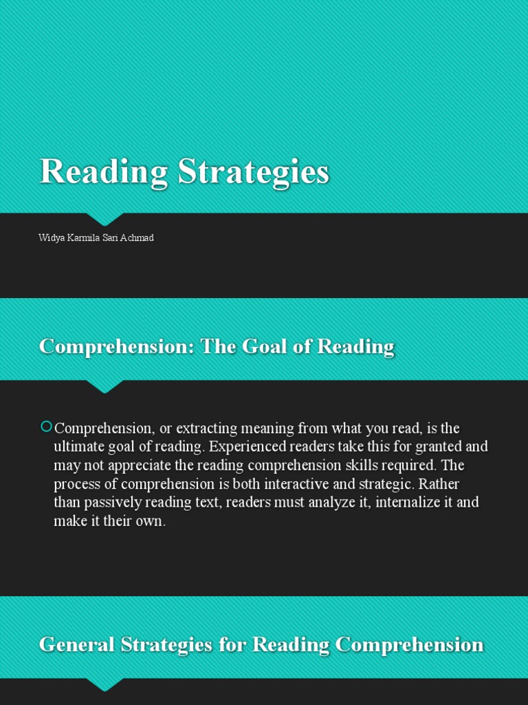 Reading Strategies PDF Reading Comprehension Cognition