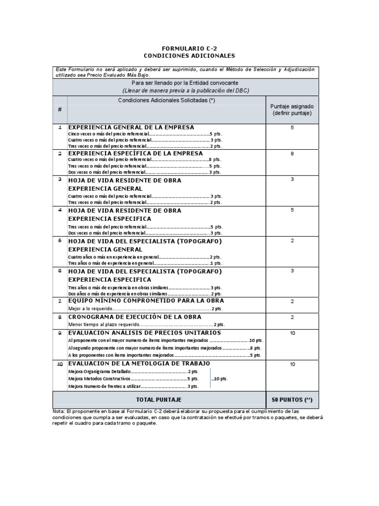 Formulario C-2: Condiciones Adicionales | PDF | Informática