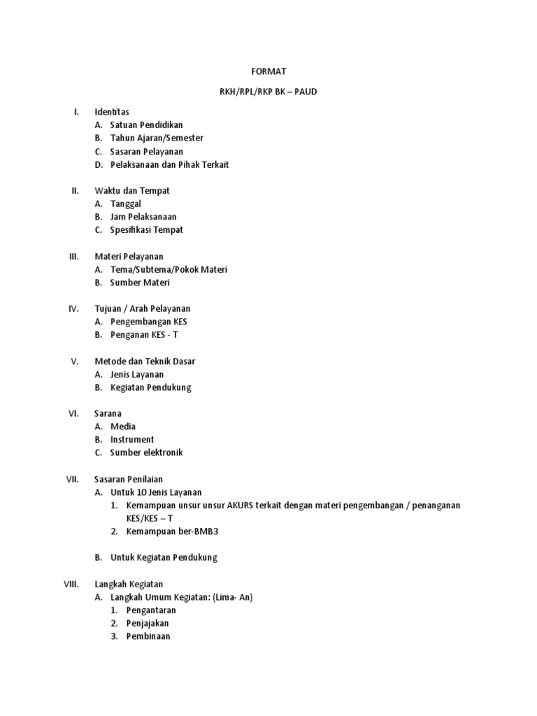 Format RKH BK TK | PDF | Karier & Perkembangan