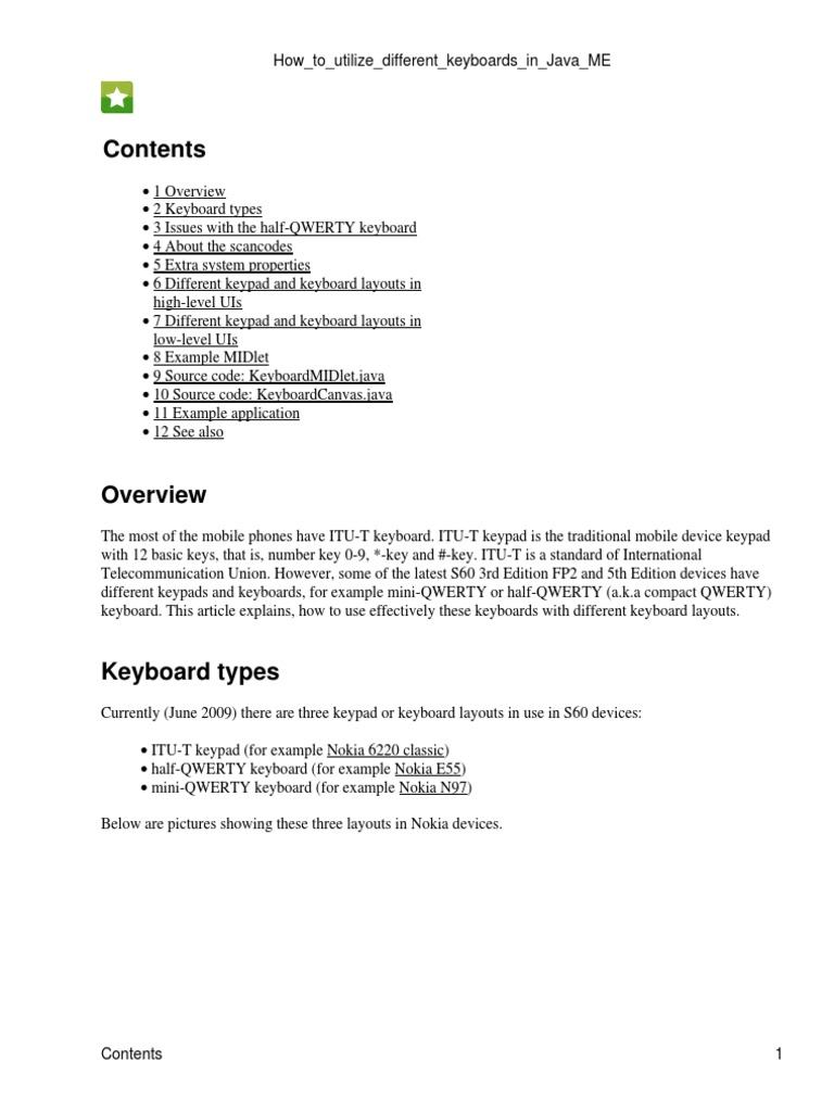 How To Utilize Different Keyboards in Java ME PDF Computer Keyboard