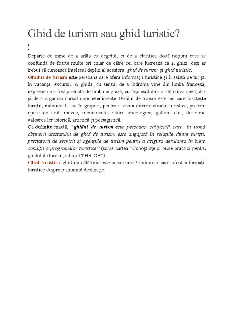 Ghid de Turism Sau Ghid Turistic | PDF
