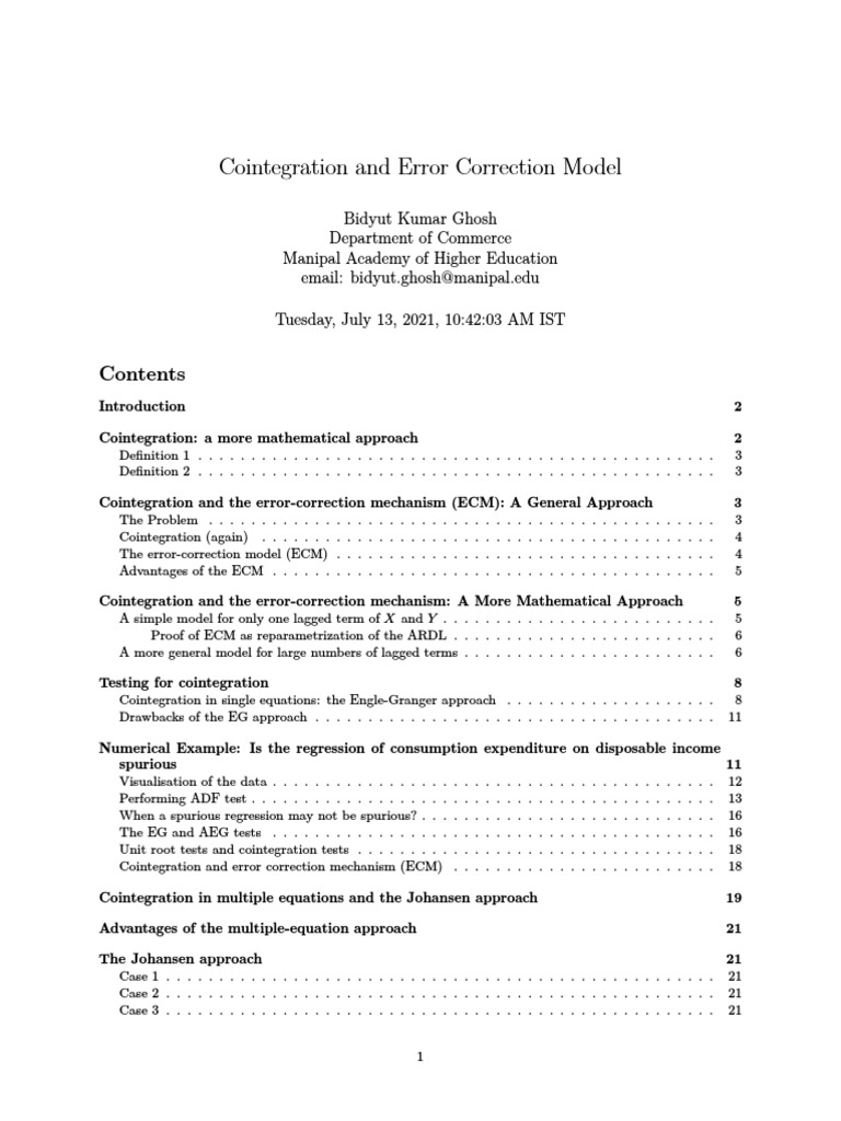 An In-Depth Exploration of Cointegration and Error Correction Models ...