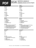 Focus3 2E Unit Test Vocabulary Grammar UoE Unit6 GroupA B ANSWERS