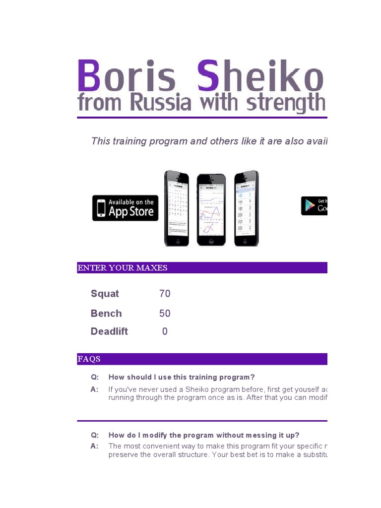 Sheiko Powerlifting Training Program | PDF | Physical Fitness ...