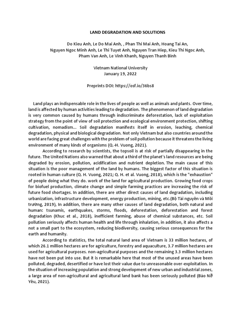 Solutions for Land Degradation | PDF | Agriculture | Environmental ...