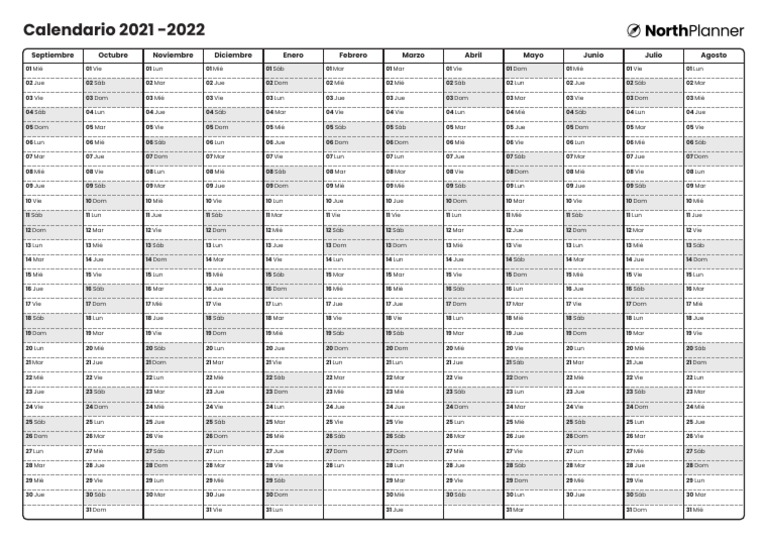 Macrocalendario 21-22 NorthPlanner | PDF
