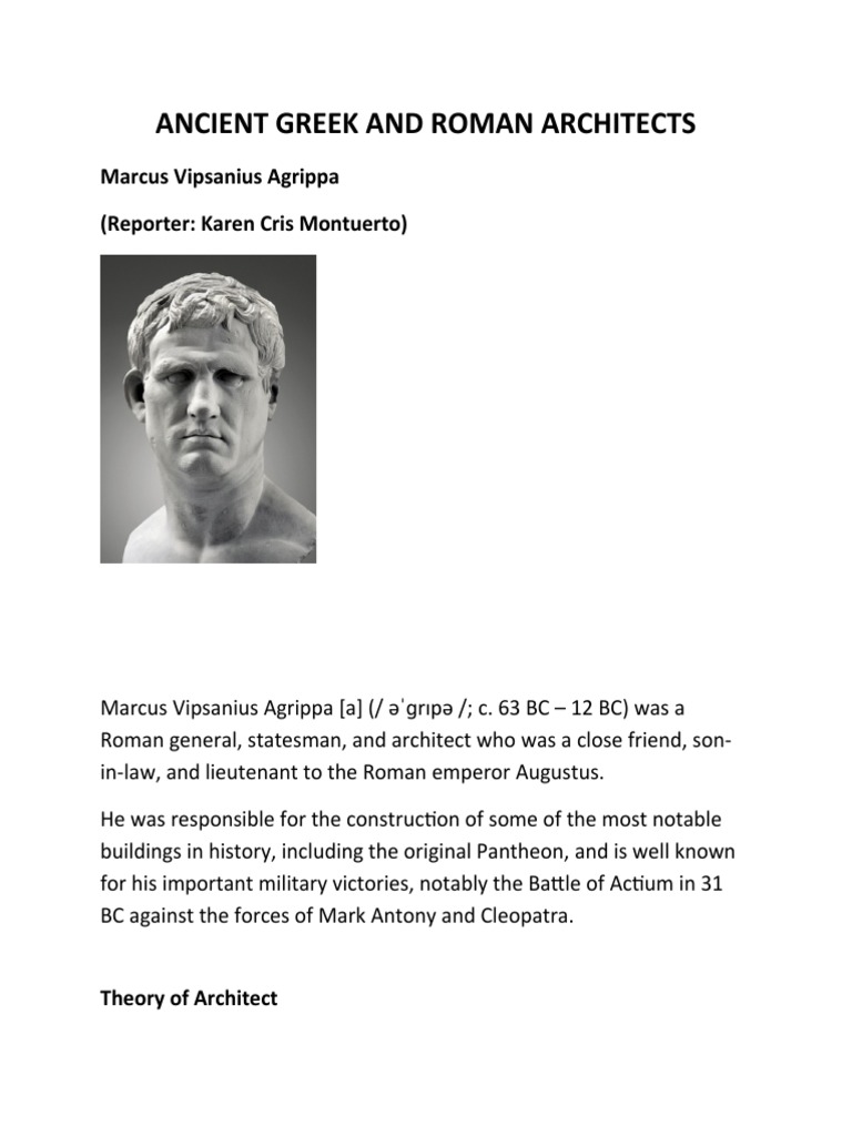 Marcus Vipsanius Agrippa: Architect of Ancient Rome's Most Notable ...