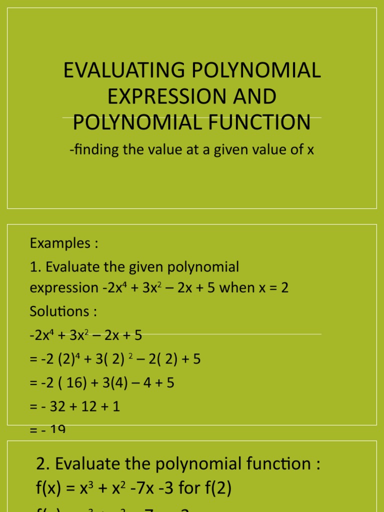 Evaluating Polynomial Functions | PDF