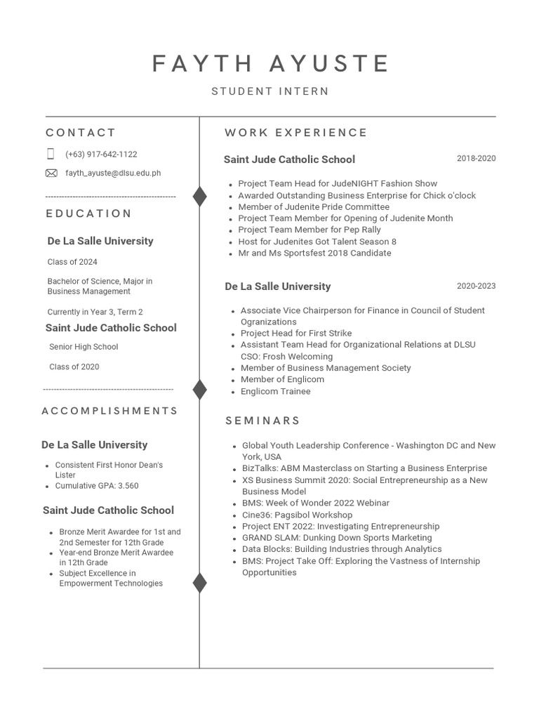 Fayth Ayuste CV | PDF | Business