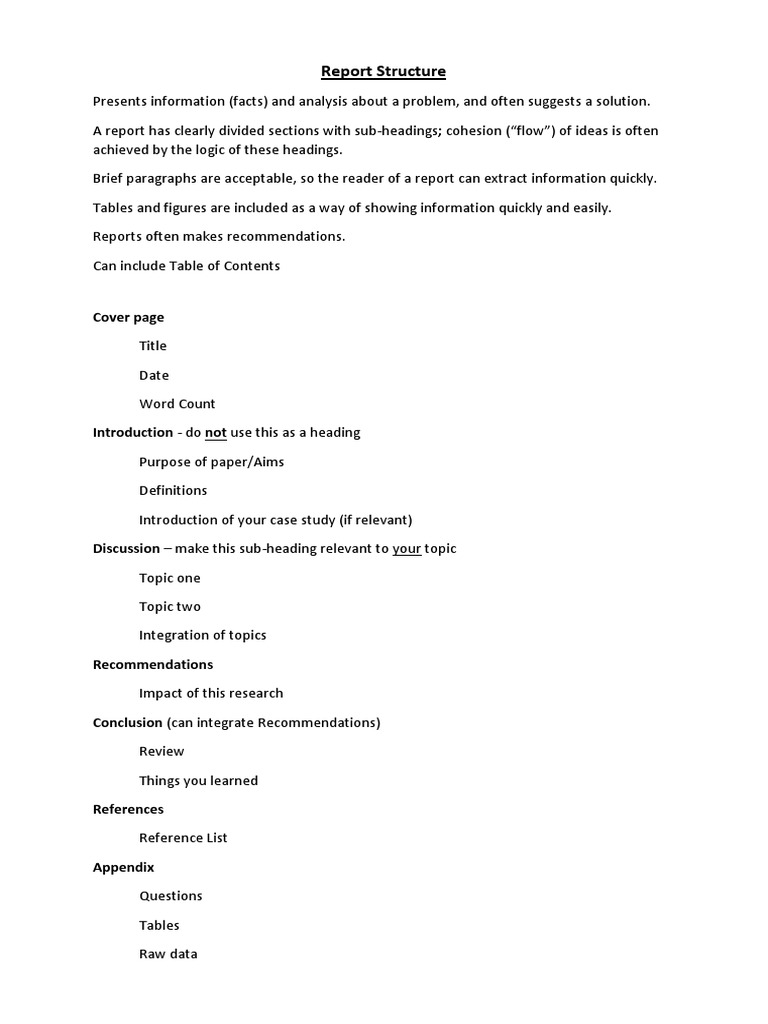 Structure of Report | PDF