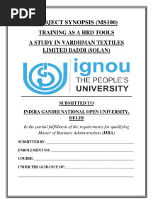 Synopsis Template IGNOU - MMPP001