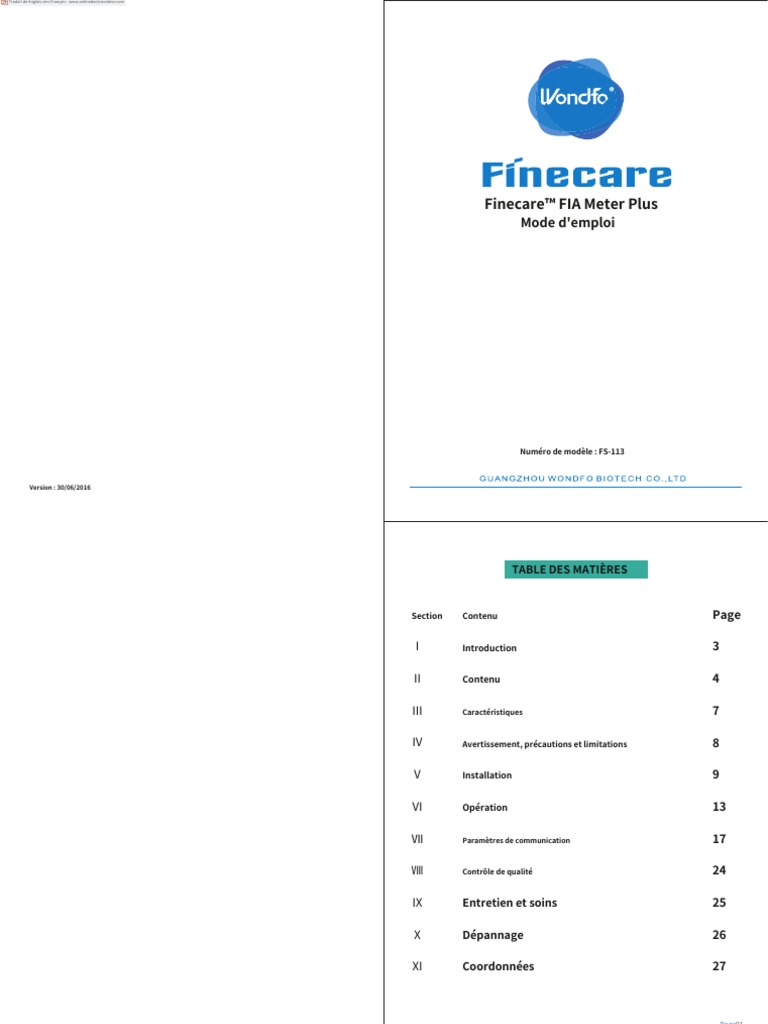 Finecare Fia Meter Plus | PDF | Interface graphique | Interrupteur