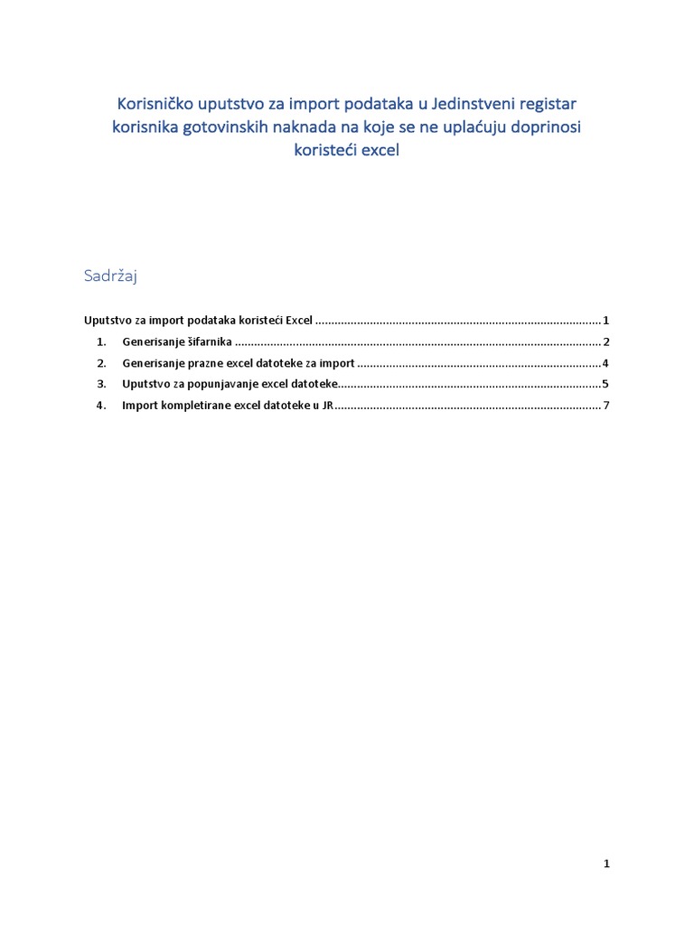 Uputstvo Za Import Podataka Koristeći Excel | PDF
