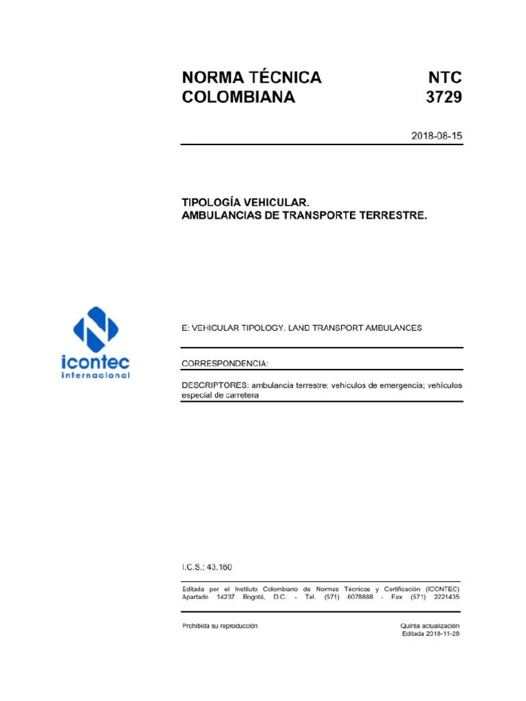 NTC 3729 2018 Ambulancias | PDF