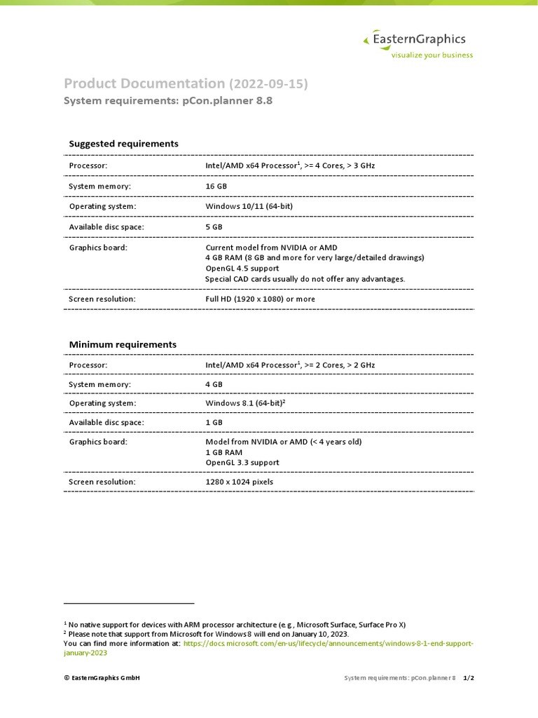 Pcon - Planner System Requirements | PDF | Microsoft Windows | Software