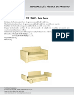 Especificação técnica do sofá cama RC 14.020