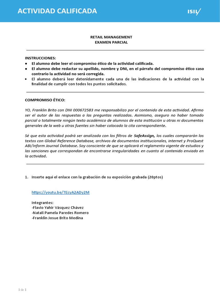 Examen Parcial de Retail Management | PDF | Crecimiento personal y ...