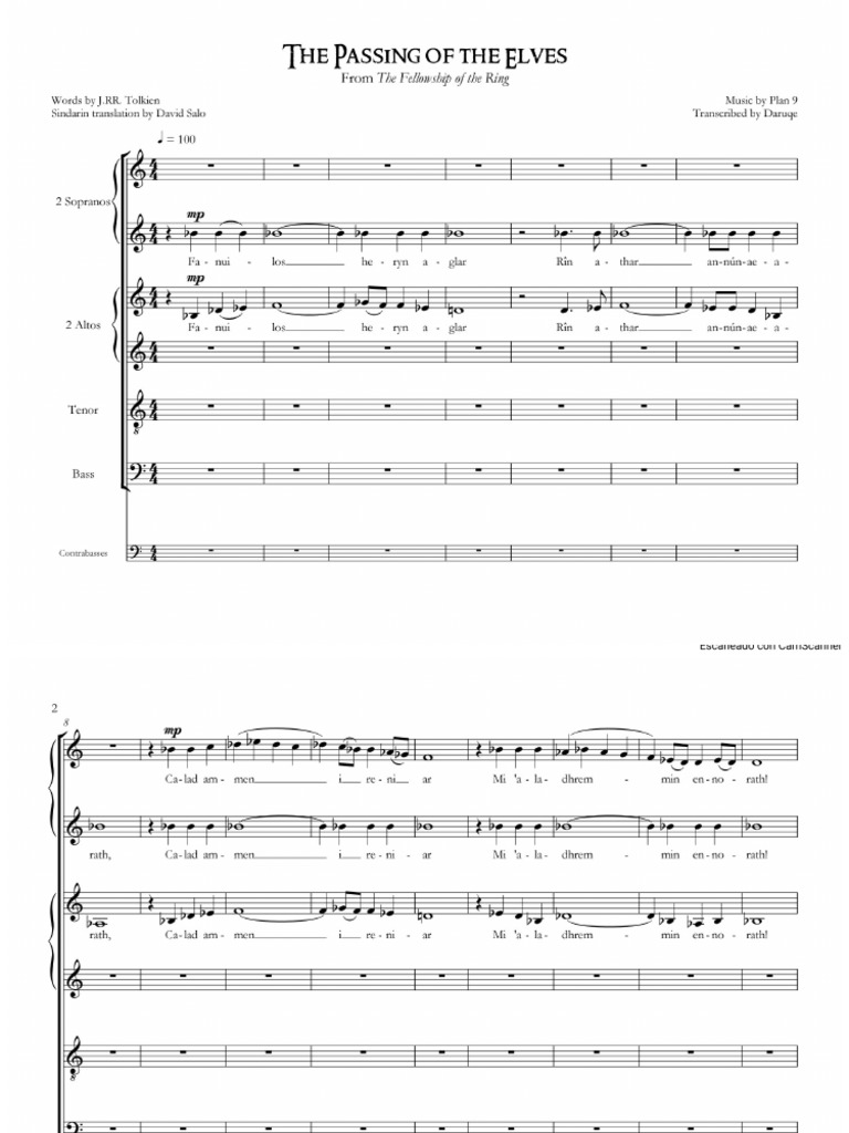 The Passing Of The Elves Choral Pdf