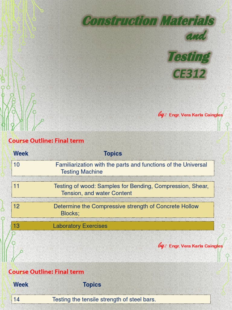CE312 Construction Materials Testing UTM | PDF | Pump | Piston