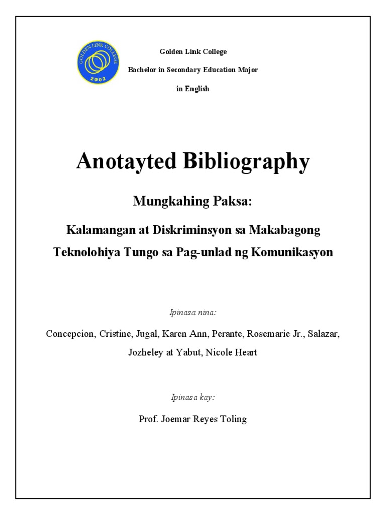 Anotayted Bibliography - Ika-apatNaPangkat - Block4 | PDF