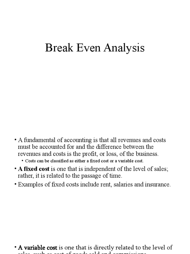 Break Even Analysis | PDF | Economics | Business Economics