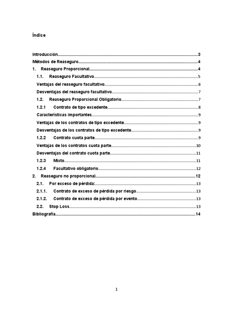 Métodos de Reaseguro: Proporcional y No Proporcional | PDF | Reaseguro ...
