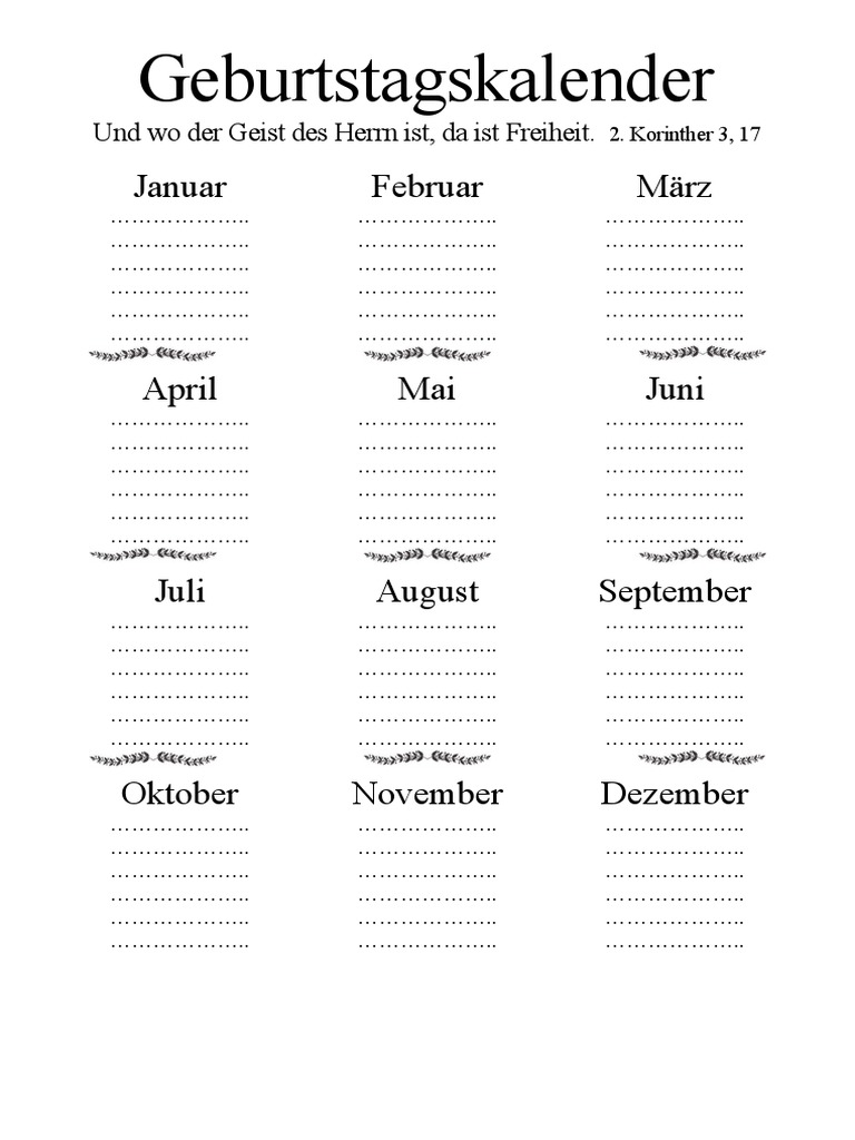 Geburtstagskalender | PDF