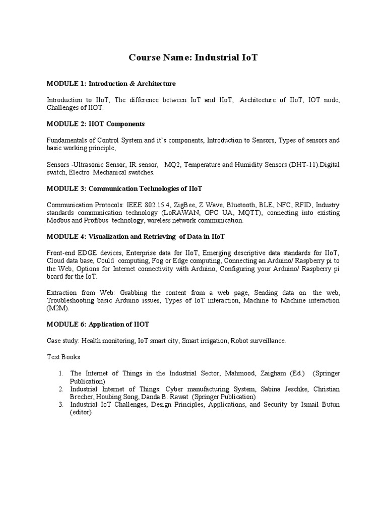Course Name IIoT | PDF