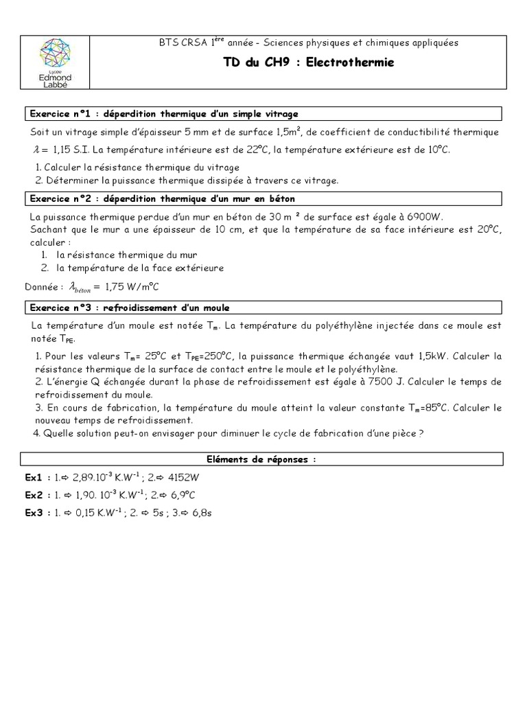 Déperdition thermique en électrothermie PDF — free download