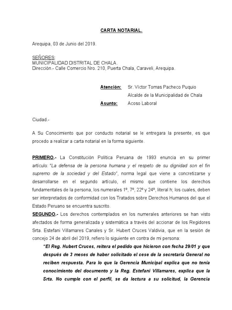 CARTA NOTARIAL Model | PDF | La violencia contra las mujeres | Derechos ...