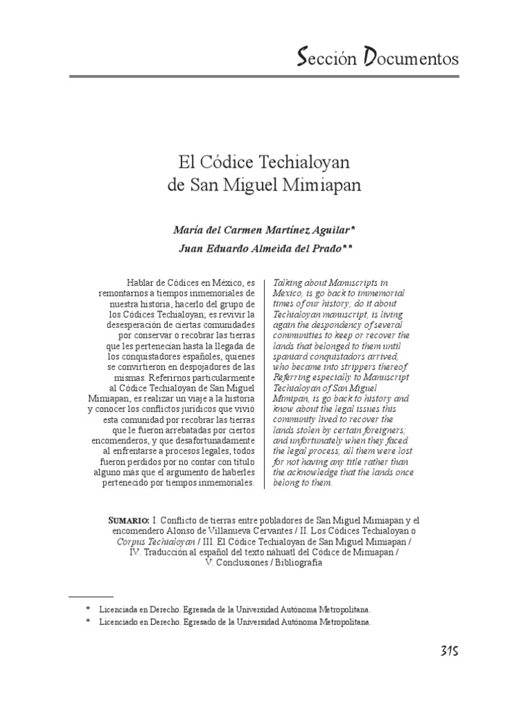 Códice Techialoyan de San Miguel Mimiapan | PDF | México