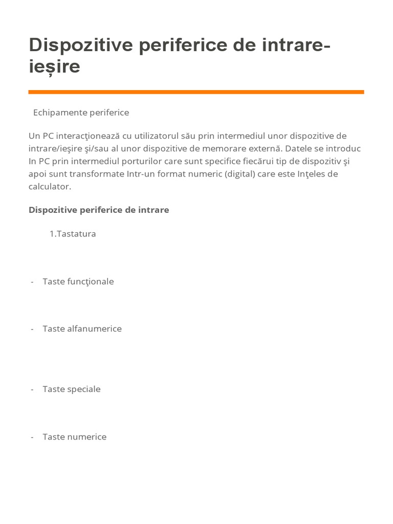 Dispozitive Periferice. | PDF