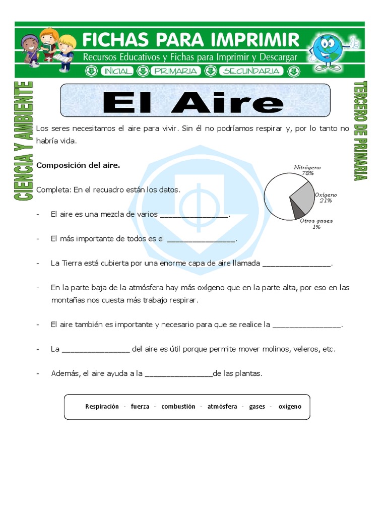 22.ficha El Aire para Tercero de Primaria | PDF