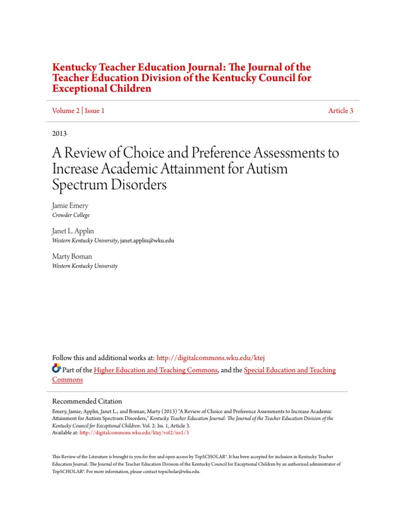 A review of choice and preference assessments pdf autism spectrum