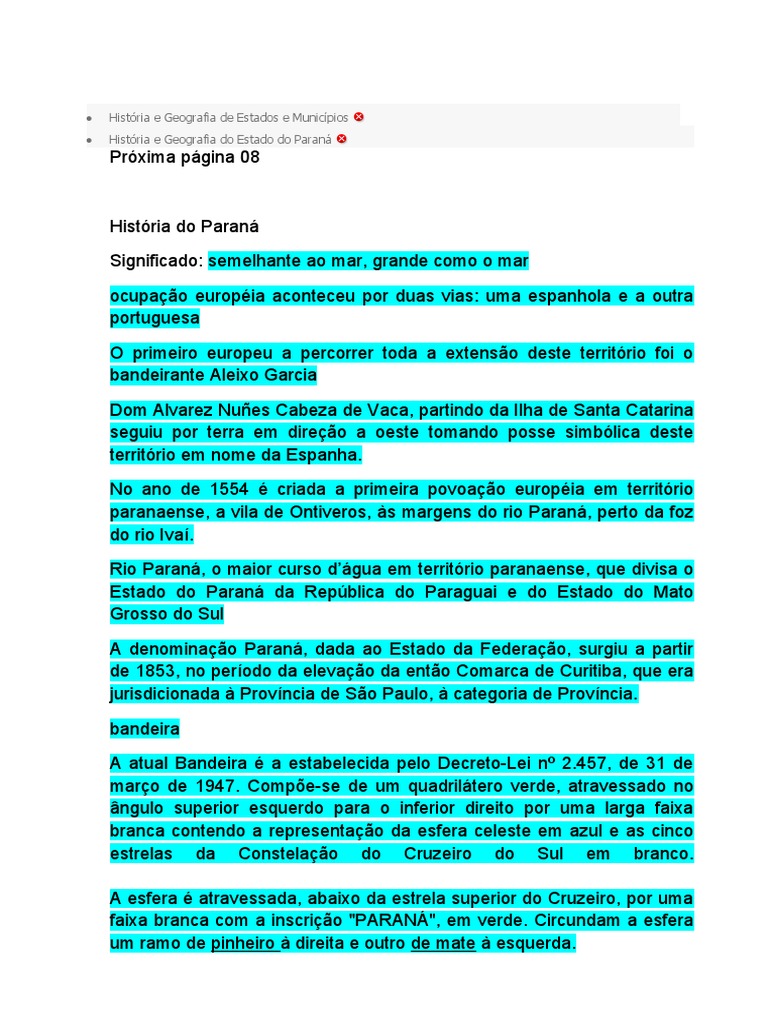 História e Significado do Paraná | PDF | História