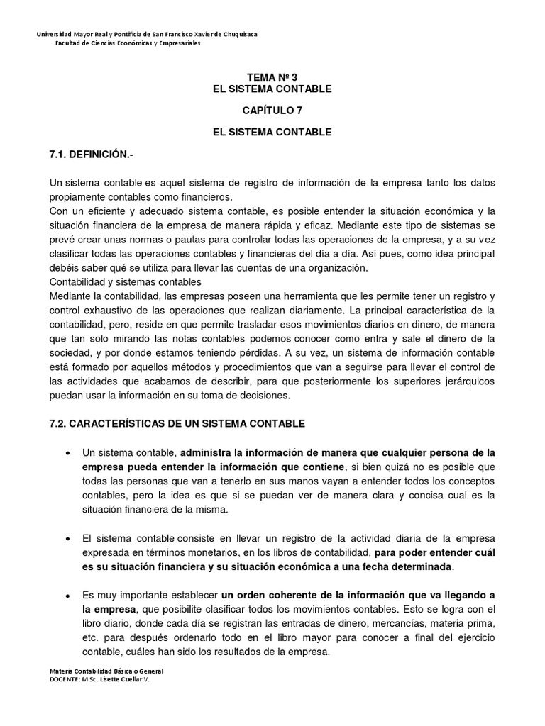 Definición y Características del Sistema Contable | PDF | Contabilidad ...