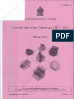 2016 AL GIT Marking Scheme English Medium PDF