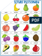 Fruits Vocabulary Esl Picture Dictionary Worksheet For Kids
