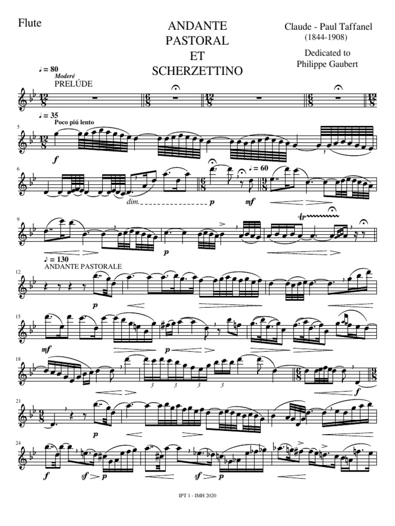 TAFFANEL ANDANTE PASTORALE Y SCHERZETTINOFlute PDF Rhythm And