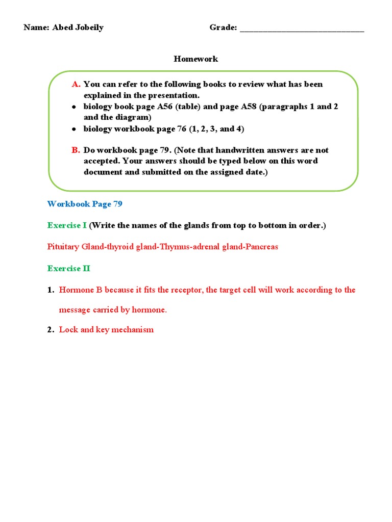 Biology Homework (Part I) | PDF