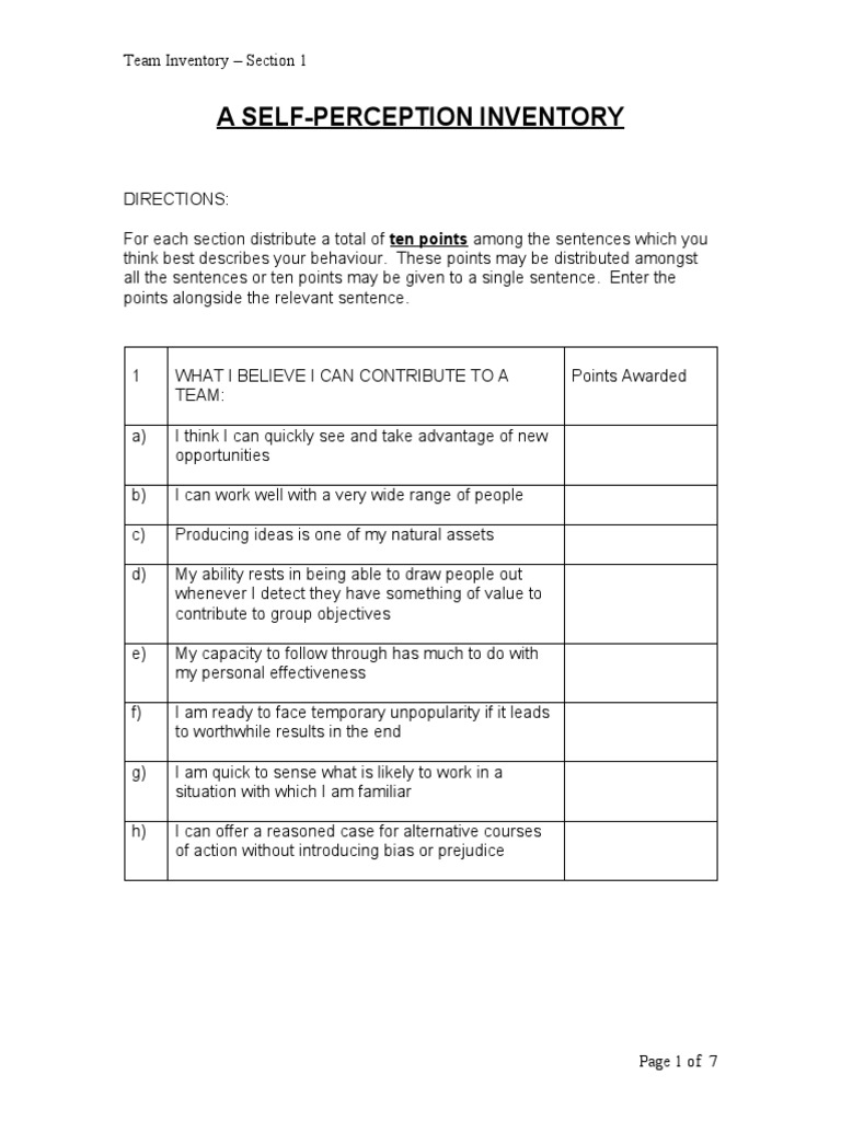 Session 4.1-Belbin Questionnaire - Gui SV Phan 1 | Download Free PDF ...