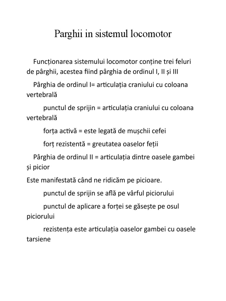 Parghii in Sistemul Locomotor | PDF