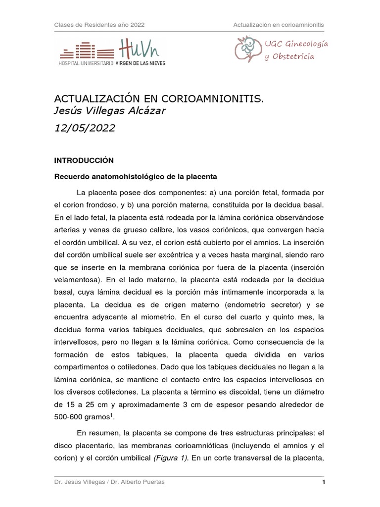 Actualización en Corioamnionitis Final PDF | PDF | Placenta | Parto