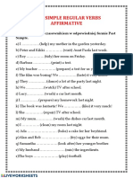 Past Simple Regular Verbs Affirmative: Uzupełnij Zdania Czasownikiem W Odpowiedniej Formie Past Simple