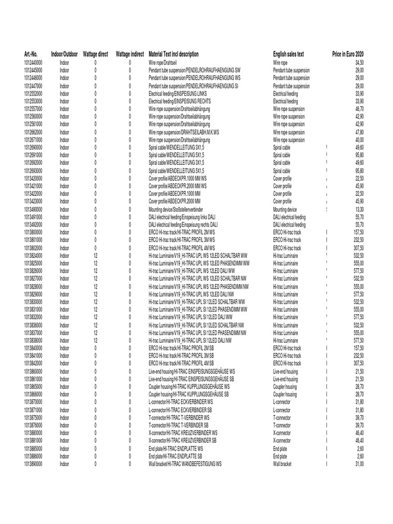 Downloads Customer Erco Price List 2020 Update 2020 07 PDF PDF