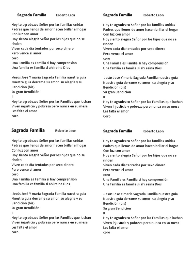 Sagrada Familia: Himno a la Unidad Familiar | PDF | Amor