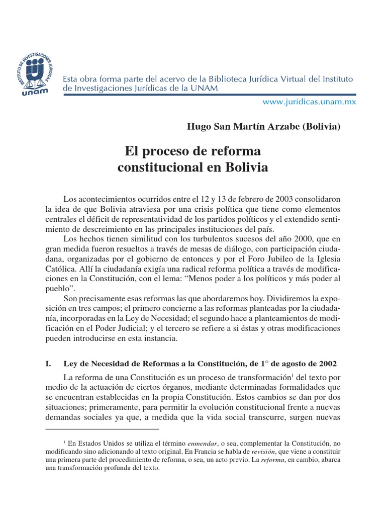 Reformas Constitucionales Bolivia | PDF | Constitución | Democracia